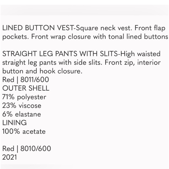 NWT Zara 2-Piece Set Lined Button Vest and Pants With Slit - Picture 14 of 16